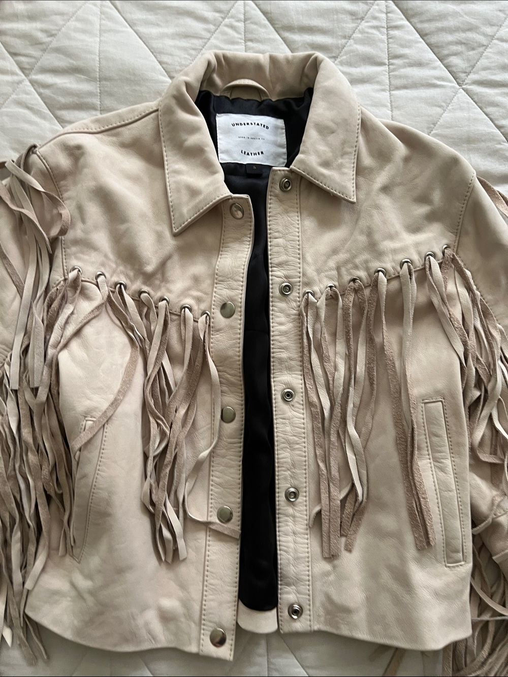 UNDERSTATED LEATHER Mustang Jacket in Marshmellow $495 small - Picture 2 of 16